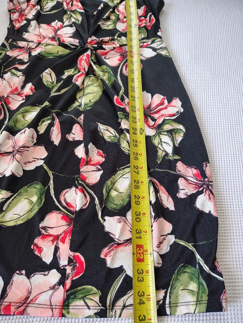 Loft Floral Tie-Front Sheath Dress - Black/Pink Size L - Picture 7 of 14